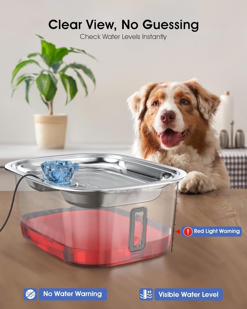 petnf Dog Water Fountain for Large Dogs - 3 Gallon Stainless Steel Dog Water Bowl Dispenser with 4 Filters, Automatic Big Extra Large Capacity Pet Water Fountain, Easy Clean with Quiet Pump - Image 2
